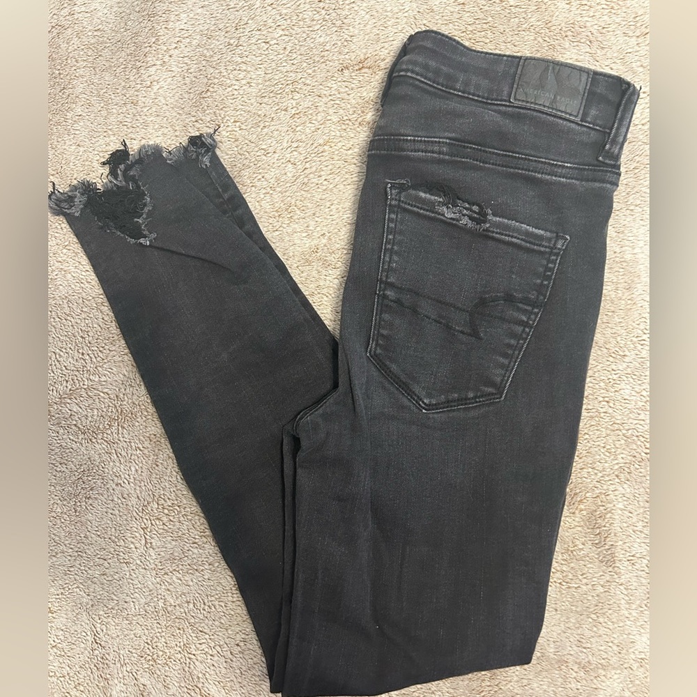 American Eagle Ripped Stretchy Skinny Ankle Jeans